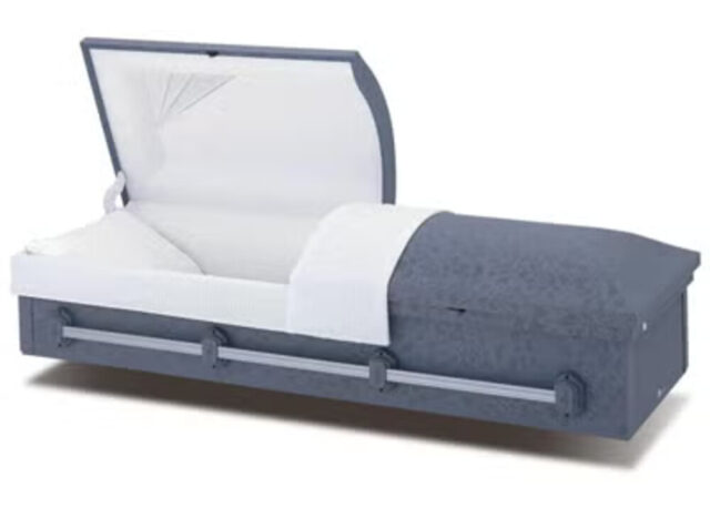 Cremation Caskets - Grey Doeskin Oval Cut Top